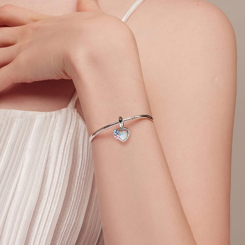 VOROCO Store 925 Sterling Silver Love Heart Charm for Charm Bracelet, Christmas Mother's Day Birthday Perfect Jewelry Gifts for Mom Grandma Daughter Friend Sister - Image 1